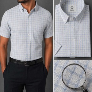 Chemise Homme en Lin à Carreaux – Coupe Moderne, Léger & Respirant L2404