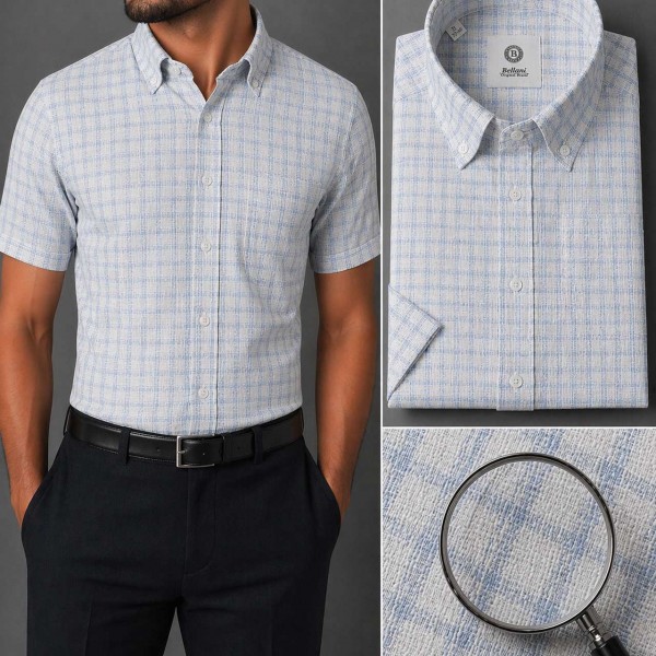 Chemise Homme en Lin à Carreaux – Coupe Moderne, Léger & Respirant L2404