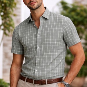 Chemise Homme à Carreaux – Coupe Moderne Sans Poche D261