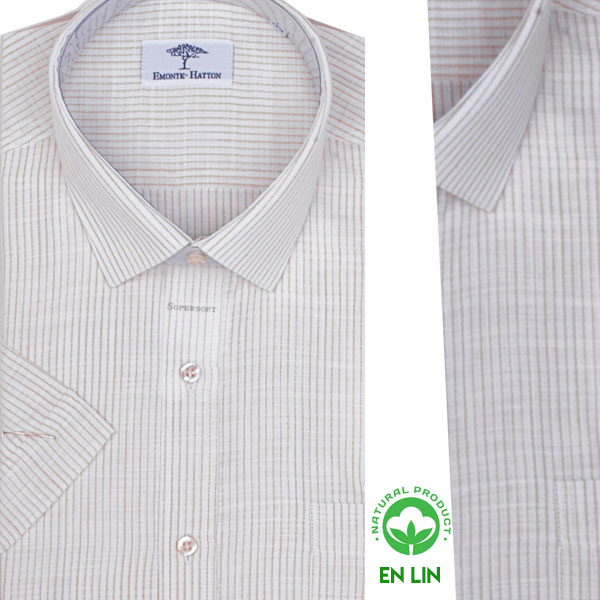 Chemise Style Méditerranéen Rayée à Manches Courtes FY03