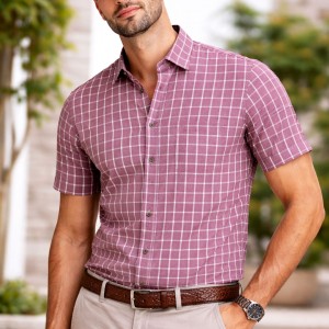 Chemise Homme à Carreaux – Coupe Moderne Sans Poche D262