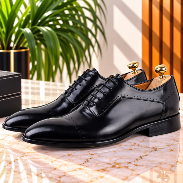 Chaussures Classiques Pour Homme en Cuir Démasquable Noir AG-1429N