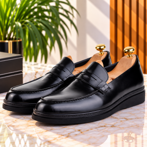 Chaussures Classiques 100% Cuir démasquable Noire - Semelle Extra-light LO-095-N