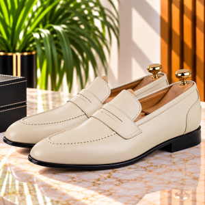 Mocassins Confortables 100% Cuir Beige AG-404BG