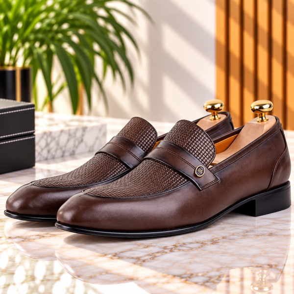Chaussures de Ville Pour Homme 100% Cuir Marron AG-1437M