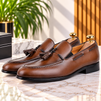 Chaussures de Ville Pour Homme 100% Cuir Tabac HM-189T