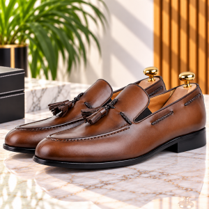 Chaussures de Ville Pour Homme 100% Cuir Tabac HM-189T