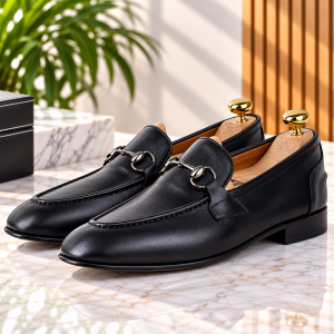 Mocassins confortables 100% cuir Noir AG-404N