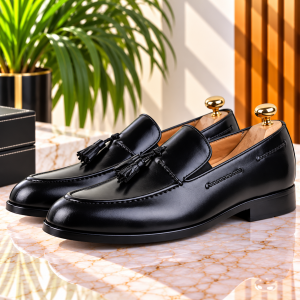 Chaussures de Ville Pour Homme 100% Cuir Noir HM-189N