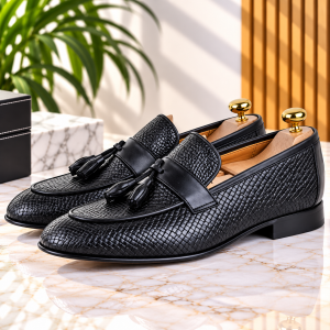 Mocassins confortables 100% cuir Noir AG-405N