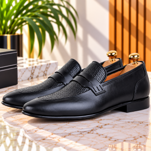 Mocassins pour Homme en Cuir Noir AG-1485N