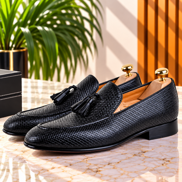 Chaussures de Ville Pour Homme 100% Cuir Noir HM-209N