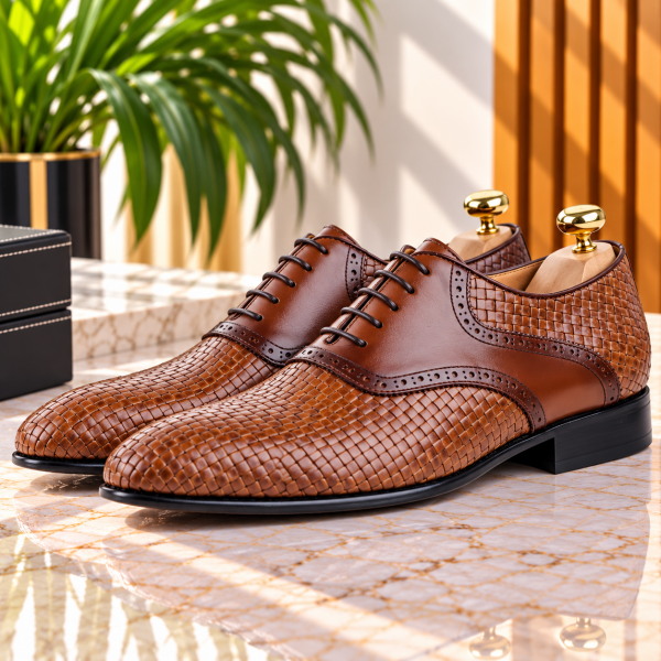 Chaussure de Luxe en Cuir tabac AG-1491T