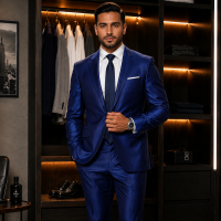 Costume Homme Brillant Bleu Roi – Élégance Premium Coupe Moderne