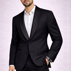 Veste Homme Noir – Blazer Élégant Col Satin | Style Chic & Soirée