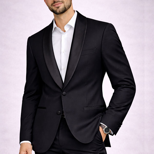 Veste Homme Noir – Blazer Élégant Col Satin | Style Chic & Soirée