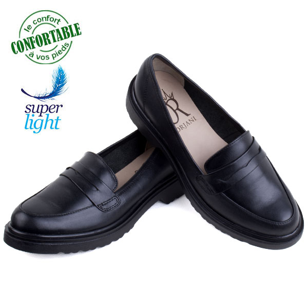 Chaussure confortable vernis 100% cuir noir Bj-612N