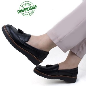 Chaussure confortable 100% cuir Noir BJ-811N