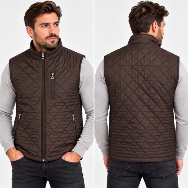 Gilet Homme Matelassé Marron – 2609R