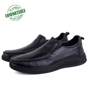 Chaussures Confortables pour Homme 100% Cuir Médical Noir