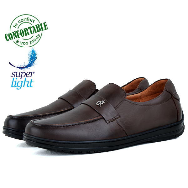 Chaussures Médicales confortables 100% cuir Marron KW-320M