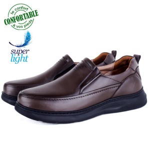 Chaussures Confortables Homme en Cuir Marron - Ultra Légères et Élégantes M333M