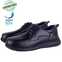 Chaussures Confortables Homme en Cuir Noir avec Lacets - Élégance et Légèreté 334N