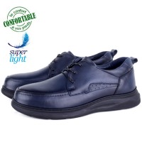 Chaussures Confortables Homme en Cuir Bleu avec Lacets - Élégance et Légèreté 334B