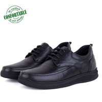 Chaussures Médicale Pour Homme 100% Cuir Noir EXTRA Confortable NJ-3074N