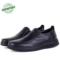 Chaussures Médicale Pour Homme 100% Cuir Noir EXTRA Confortable NJ-3072N