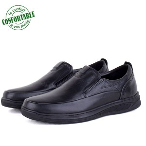 Chaussures Médicale Pour Homme 100% Cuir Noir EXTRA Confortable NJ-3006NW