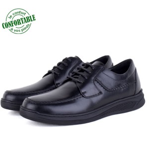 Chaussures Médicale Pour Homme 100% Cuir Noir EXTRA Confortable NJ-2128N