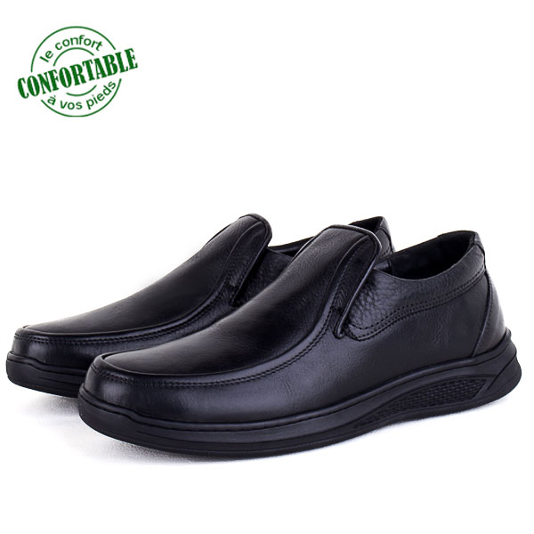 Chaussures Médicale Pour Homme 100% Cuir Noir EXTRA Confortable NJ-2168N