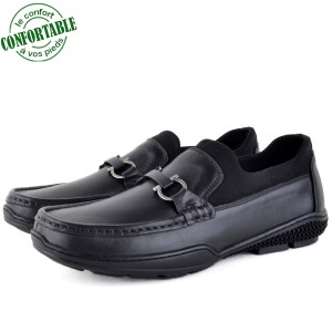Mocassins confortables 100% cuir Noir  KW-038N