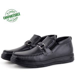 Chaussures Médicales demi bottes Confortable100% Cuir Noir KW-311NW