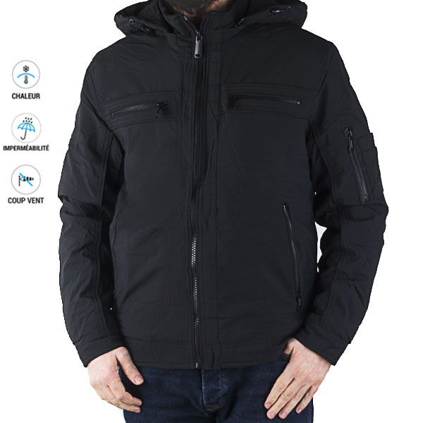 Veste Homme Matelassée Chic & Imperméable Noir 8129
