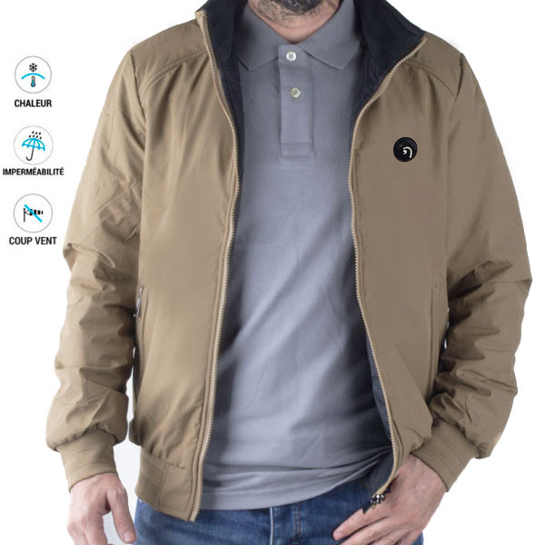 Veste pour homme double face Kaki et noir – Style réversible chic 886