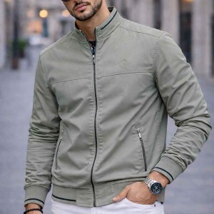 Veste Homme Demi-Saison en Coton – Style Moderne avec Fermeture Zippée V1426