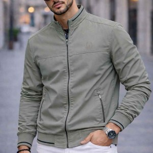 Veste Homme Demi-Saison en Coton – Style Moderne avec Fermeture Zippée V1426