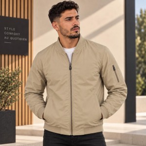 Blouson Homme Léger Beige – Chic & Confortable 0927B