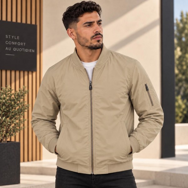 Blouson Homme Léger Beige – Chic & Confortable 0927B