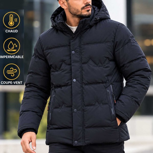 Veste Doudoune Homme à Capuche Détachable – Chaude, Légère et Confortable 16836N
