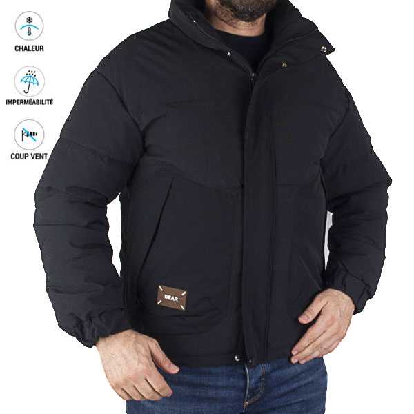 Blouson d'hiver noir pour homme - Confort et chaleur