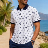 Polo Homme Coton Piqué à Motifs – Style Estival 1205B