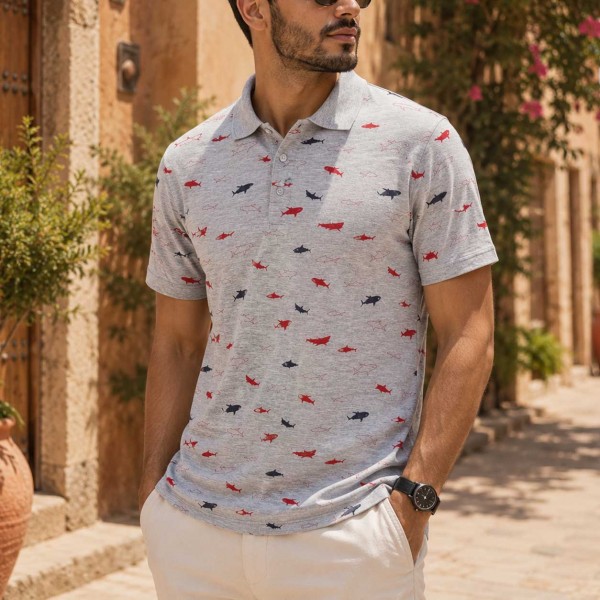 Polo Homme Motifs Marins – Élégance Décontractée1205P Polo Homme Motifs Marins – Élégance Décontractée1205P