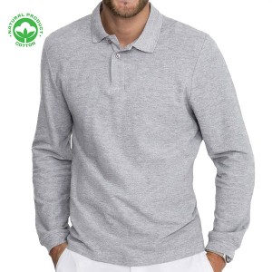 Polo Manches Longues pour Homme - Coton Piqué Gris