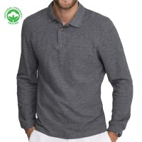 Polo Manches Longues pour Homme - Coton Piqué Gris Foncé