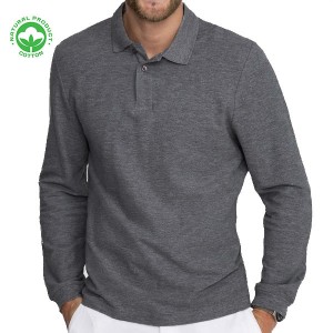 Polo Manches Longues pour Homme - Coton Piqué Gris Foncé