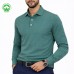 Polo Manches Longues pour Homme - Coton Piqué Vert Turquoise PG19