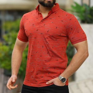 Polo Imprimé pour Homme Rouge Brique 154
